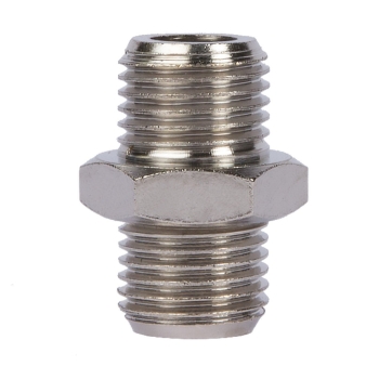 1/4" Doppelnippel, Messing vernickelt
