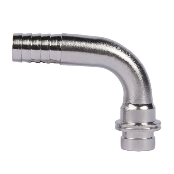 Schlauchtülle gebogen aus vernickeltem Messing, NW 10 mm