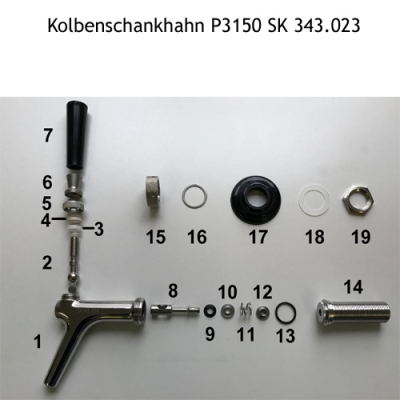 Ersatzteile für Kolbenschankhahn SK 343.023 Modell P3150