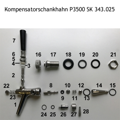 Ersatzteile für Kompensatorschankhahn SK 343.025 Modell P3500